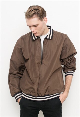 BROWN QUARTER ZIP WINDBREAKER