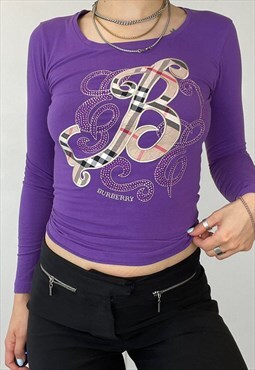 Burberry purple graphic print long sleeved top 