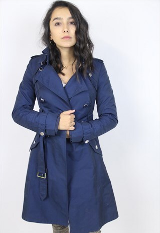 VINTAGE KAREN MILLEN NAVY BELTED COAT