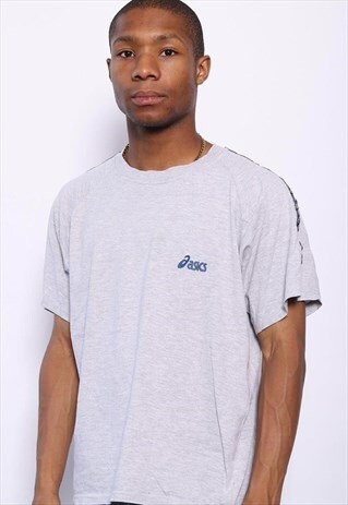 VINTAGE ASICS TAPE LOGO T-SHIRT GREY