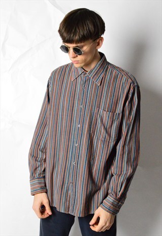 VINTAGE 90S STRIPED CORDUROY LONG SLEEVE SHIRT