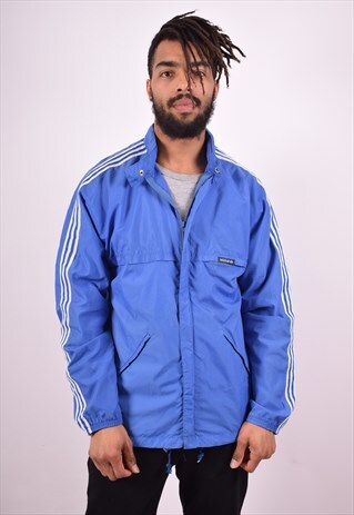 ADIDAS MENS VINTAGE RAIN JACKET MEDIUM BLUE 90'S