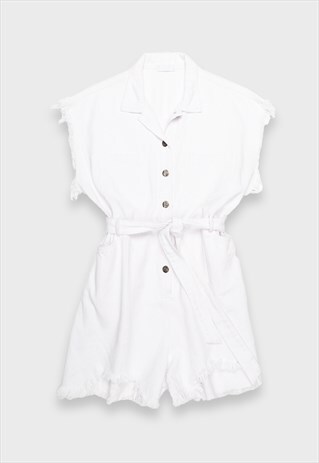 White denim romper