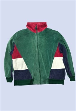 Vintage Track Jacket Green Towelling Velour Cotton