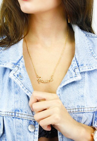 GOLD DIAMANTE 'TAURUS' STAR SIGN SPELL OUT CHAIN NECKLACE