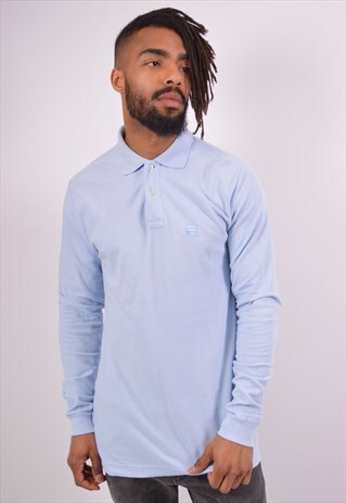 VINTAGE FILA POLO SHIRT LONG SLEEVE BLUE
