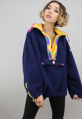 VINTAGE 90S OVERSIZED 1/4 ZIP PULL OVER ELLESSE FLEECE