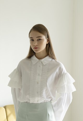 PIN-TUCK AND PUFF SLEEVE BLOUSE