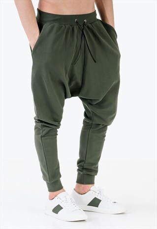 KHAKI DROP CROTCH JOGGER PANTS