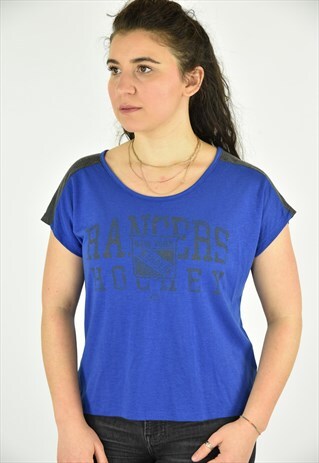 VINTAGE 90'S MAJESTIC BLUE NY RANGERS T-SHIRT SIZE MED