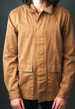 vintage brown workwear topman durable thick shirt