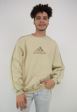 VINTAGE 90'S ADIDAS BEIGE SWEATSHIRT