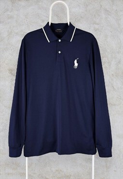 Polo Golf Ralph Lauren Polo Shirt Long Sleeve Blue Medium