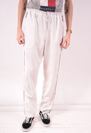ADIDAS MENS VINTAGE TRACKSUIT TROUSERS XL WHITE 90S