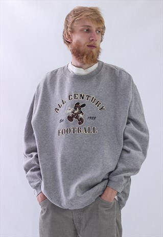 VINTAGE MENS DISNEY MICKEY MOUSE FOOTBALL BIG LOGO SWEATSHIR
