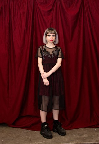 BLACK SHEER SCORPION MIDI DRESS