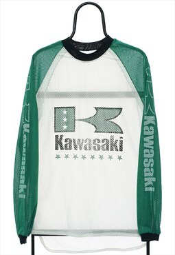 Vintage Kawasaki Motocross White Racing Jersey Mens