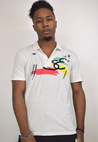 VINTAGE 90 ADIDAS WHITE MULTI POLO SHIRT