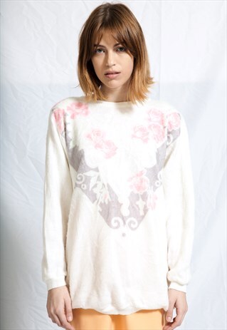 VINTAGE ROSE FLUFFY EPAULETTE JUMPER
