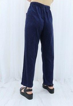90s Vintage Blue Corduroy Trousers (Size XL)