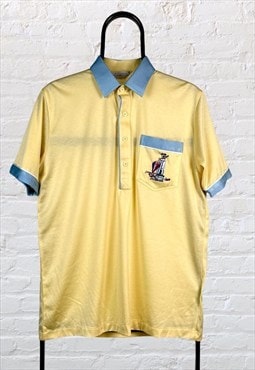 Vintage Gabicci Golf Embroidery Polo Shirt Yellow Medium 