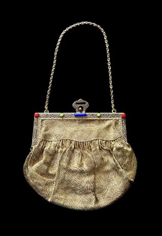 20's Vintage Gold Lurex Fabric Hand Held Evening Bag