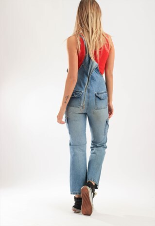 VINTAGE OLD NAVY DENIM LONG LENGTH DUNGAREES BLUE