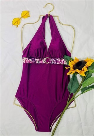 Vintage 90's Purple Halter Neck Swimsuit