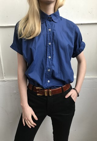 VINTAGE 60' AMAZING BEAUTIFUL CUTE BLUE SHIRT