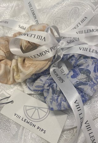 LUXURY 2 PACK BROCADE SCRUNCHIES