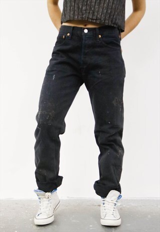 VINTAGE LEVI'S 501 BLACK PAINT MOM JEANS
