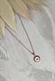GOLD RED EVIL EYE DAINTY CHARM PENDANT  NECKLACE