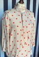 VINTAGE 80S RED POLKA DOTS PUSSY BOW SATIN BLOUSE, UK14/16