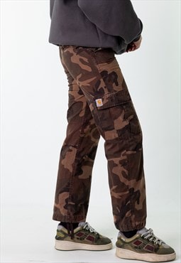 Brown 90s Carhartt Camo Cargo Skater Trousers Pants Jeans