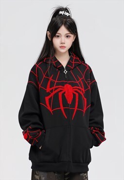 Spider web hoodie Gothic pullover punk top grunge jumper