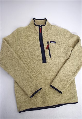 VINTAGE 90S PATAGONIA BEIGE FLEECE 3/4 ZIP JUMPER