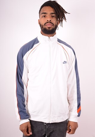 NIKE MENS VINTAGE TRACKSUIT TOP JACKET LARGE WHITE 90S
