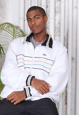 VINTAGE LACOSTE CHEST LOGO TRACK JACKET WHITE