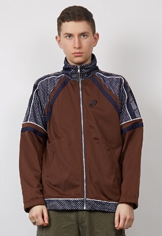 VINTAGE 90'S ASICS DARK BROWN MESH SPORTS JACKET