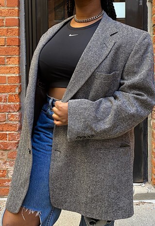 VINTAGE OVERSIZED CHEVRON PRINT BLAZER 90S