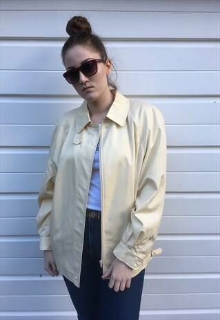 WOMENS VINTAGE 70S 80S BURBERRY YELLOW HARRINGTON JACKET