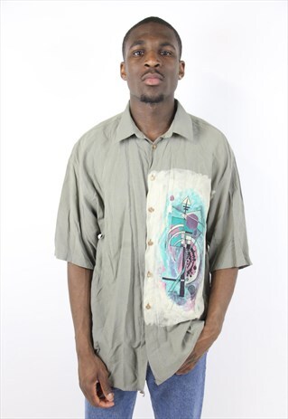 VINTAGE KHAKI AMAZING 90'S PATTERNED SHIRT