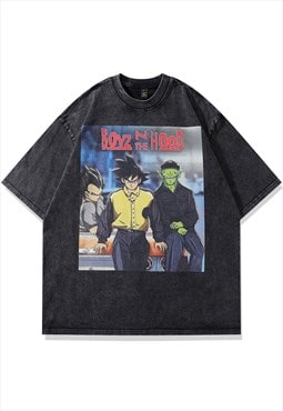 Grunge t-shirt old anime tee retro Dragon ball Z top in grey