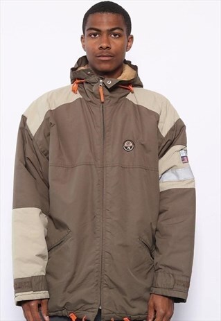 VINTAGE NAPAPIJRI BIG LOGO PARKA JACKET BROWN