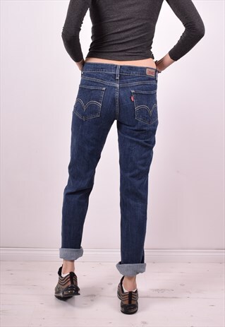 LEVI'S 524 WOMENS VINTAGE JEANS W34 L31 NAVY BLUE 90'S