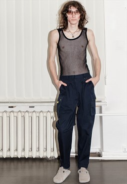 Vintage Y2K iconic oversized cargo trousers in navy blue