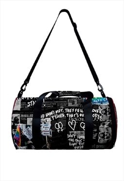 Gay gym bag LGBT retro sports holdall graffiti bag in black