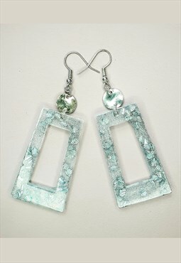 Silver glitter rhombus festival statement earrings