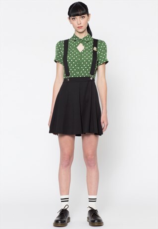 BLACK SKATER SKIRT WITH SUSPENDERS