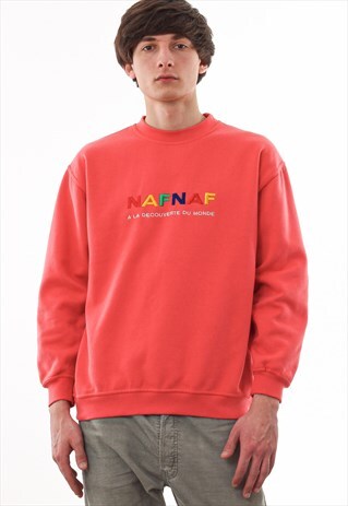 VINTAGE NAF NAF CREW NECK 90S PINK BIG LOGO